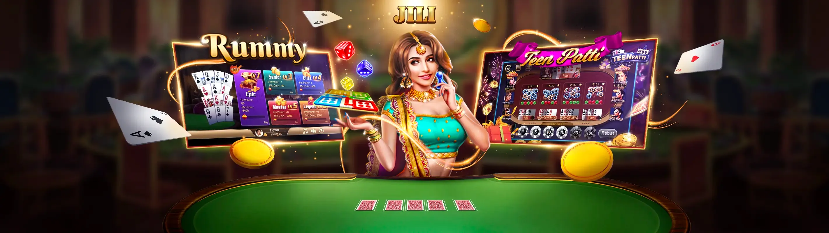 Hình ảnh sòng bạc trực tuyến Playiwin với chip poker, bài và roulette